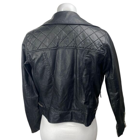 Bernardo Women's Black Faux Leather Vegan Long Sleeve Biker Motorcycle Jacket XS - Picture 2 of 5